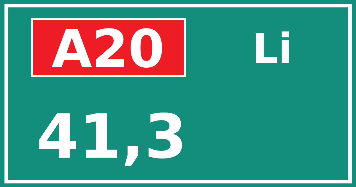 Hectometerbord A20 41,3 zijde Li