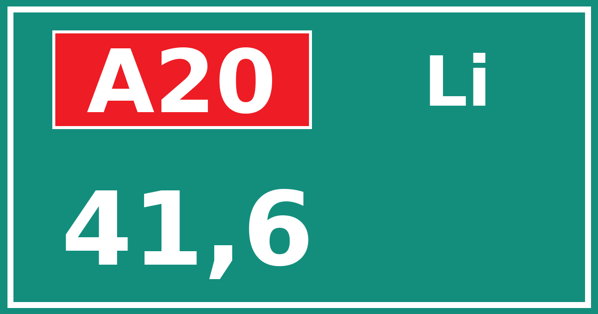 Hectometerbord A20 41,6 zijde Li