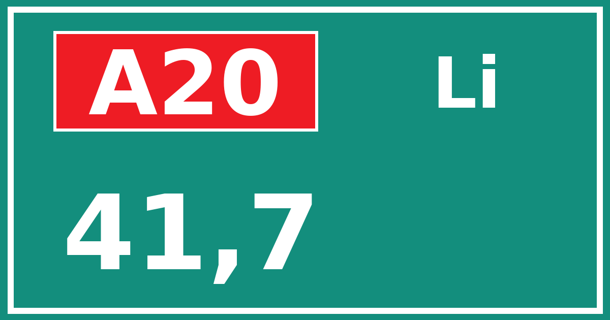 Hectometerbord A20 41,7 zijde Li