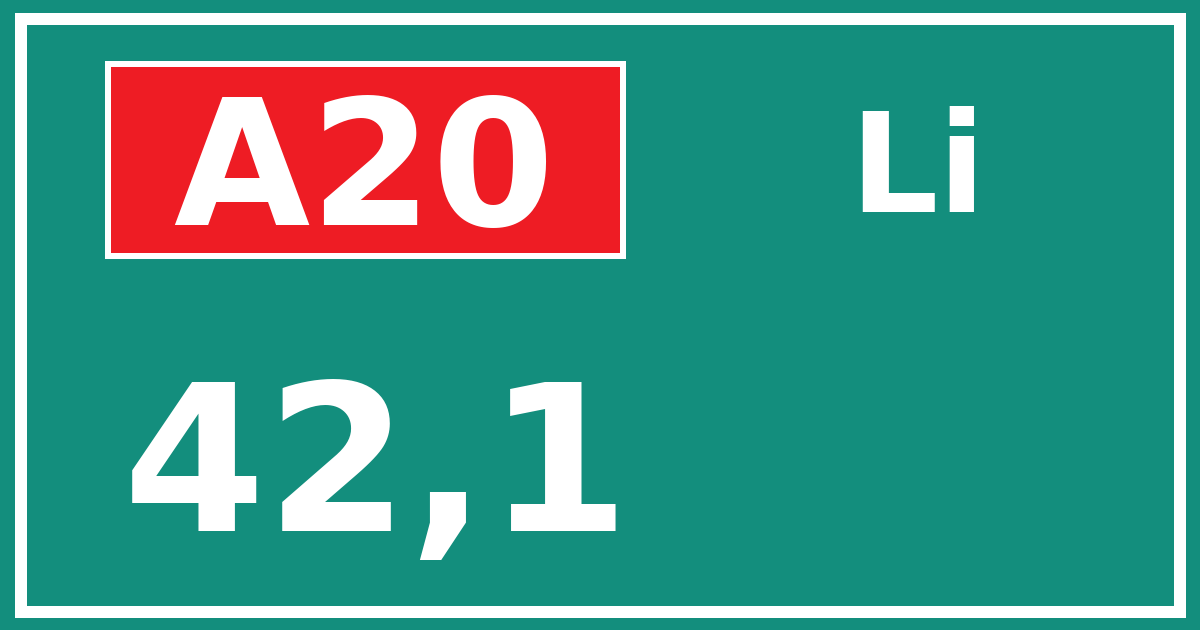 Hectometerbord A20 42,1 zijde Li