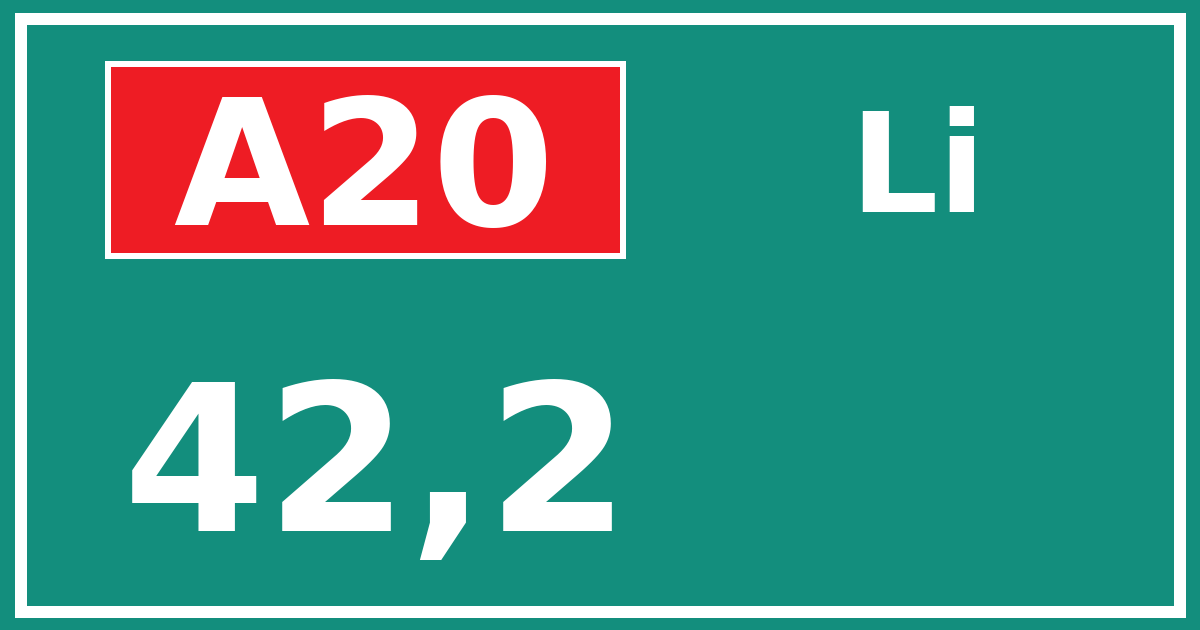 Hectometerbord A20 42,2 zijde Li