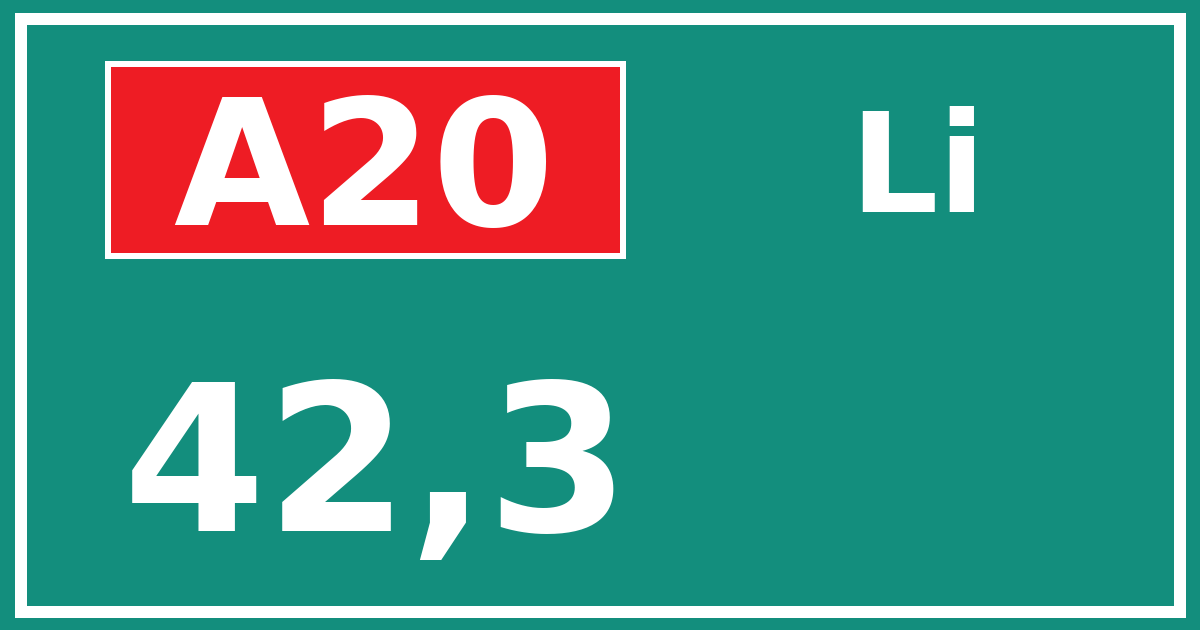 Hectometerbord A20 42,3 zijde Li