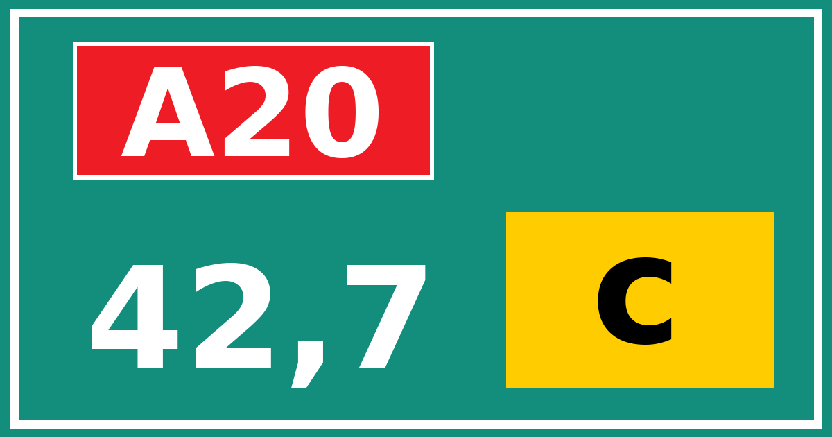 Hectometerbord A20 42,7 letter c