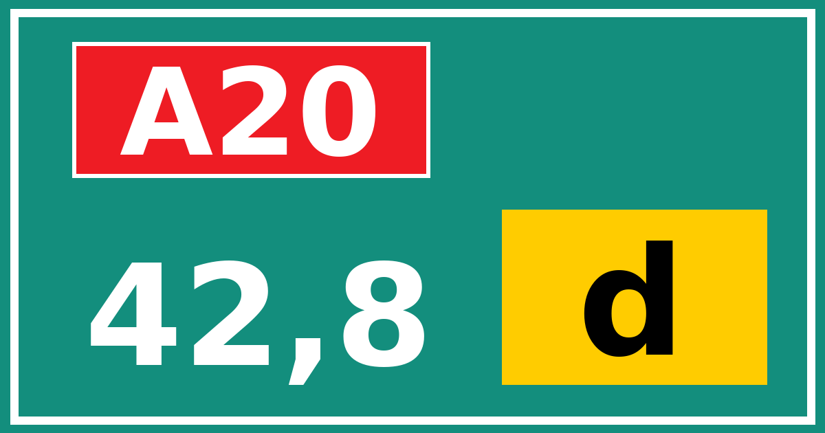 Hectometerbord A20 42,8 letter d