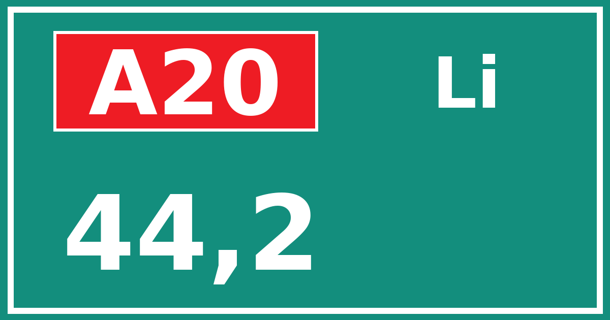 Hectometerbord A20 44,2 zijde Li