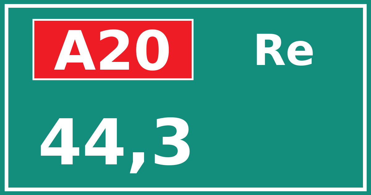 Hectometerbord A20 44,3 zijde Re