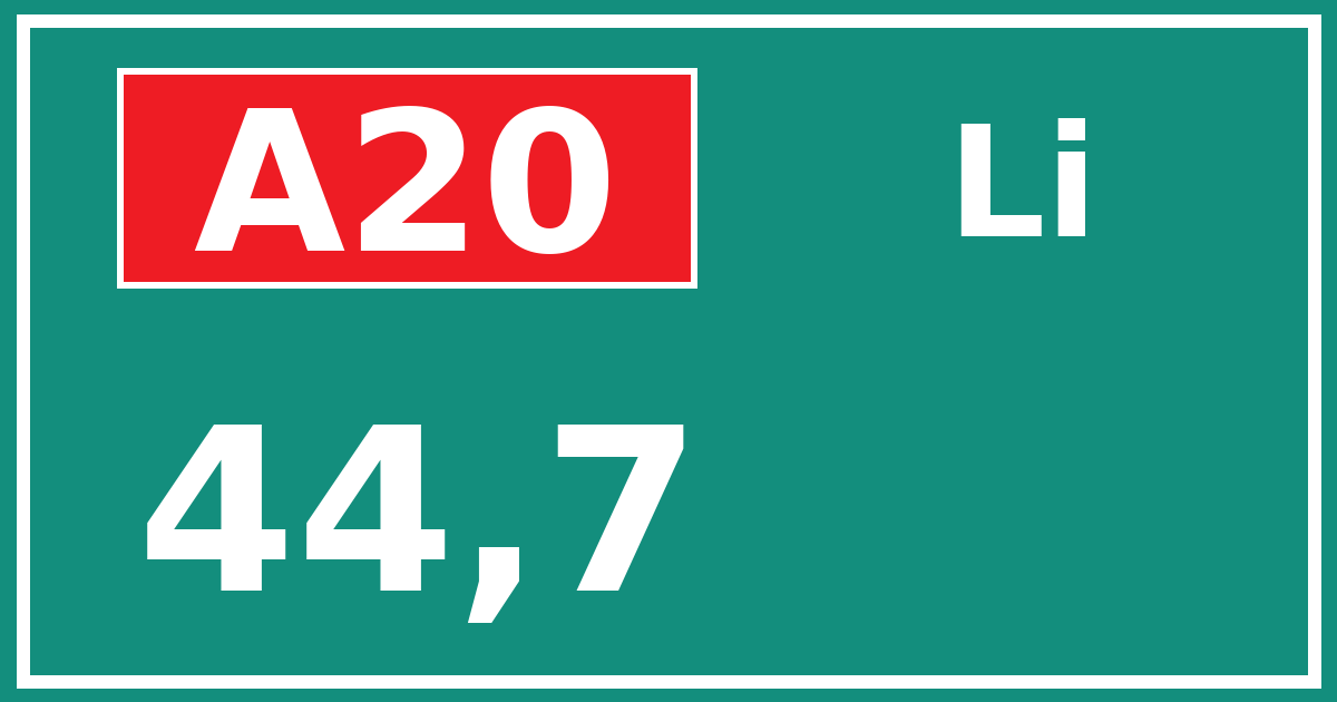 Hectometerbord A20 44,7 zijde Li