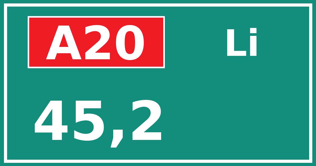 Hectometerbord A20 45,2 zijde Li