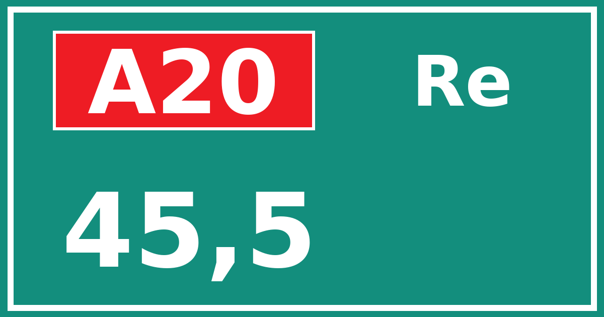 Hectometerbord A20 45,5 zijde Re