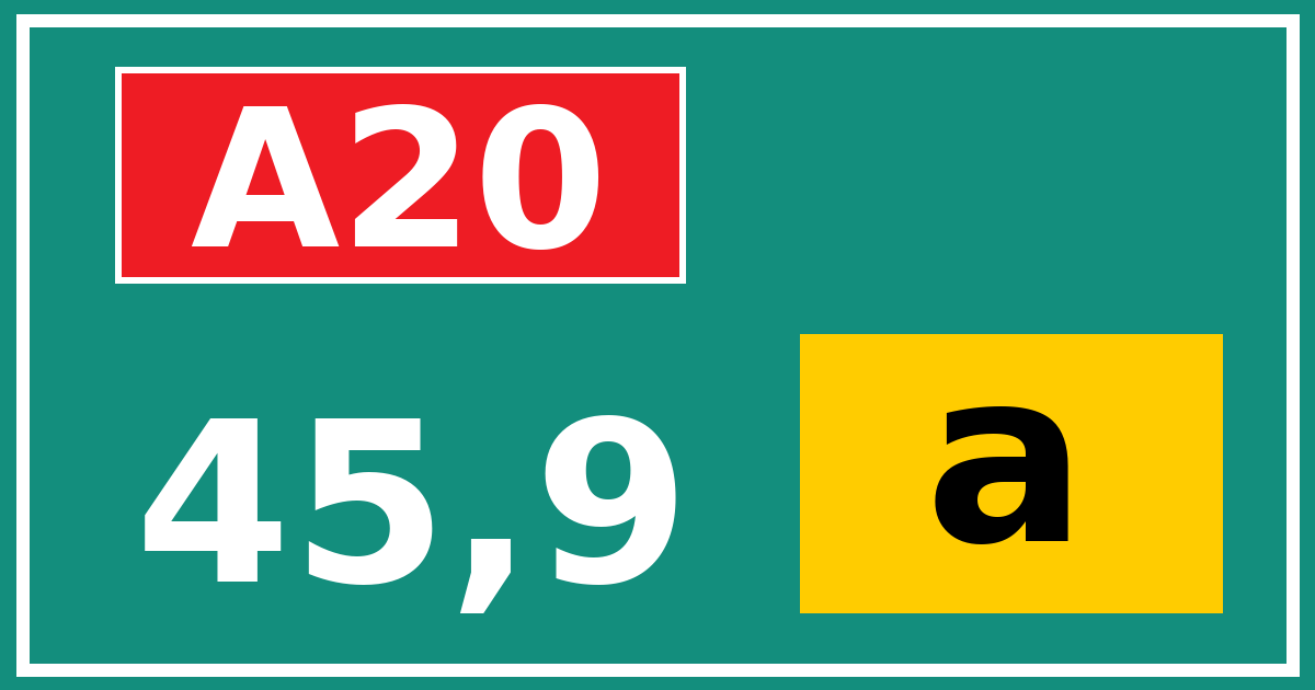 Hectometerbord A20 45,9 letter a