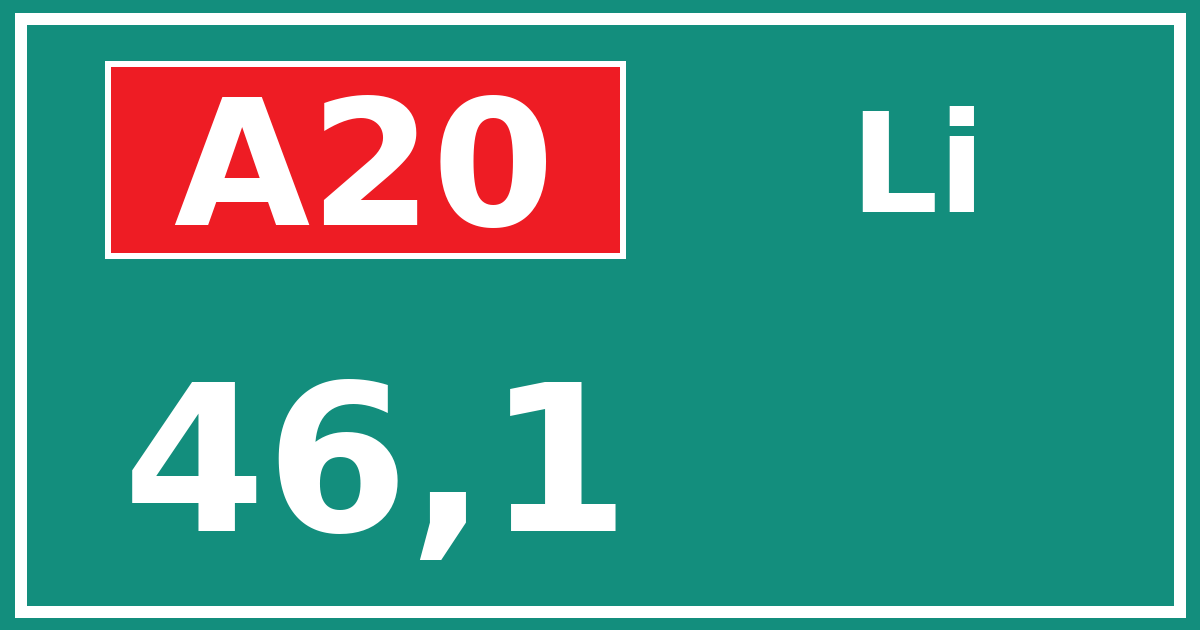 Hectometerbord A20 46,1 zijde Li