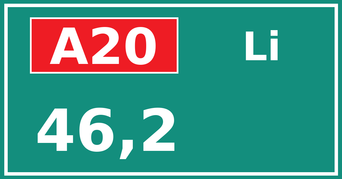 Hectometerbord A20 46,2 zijde Li