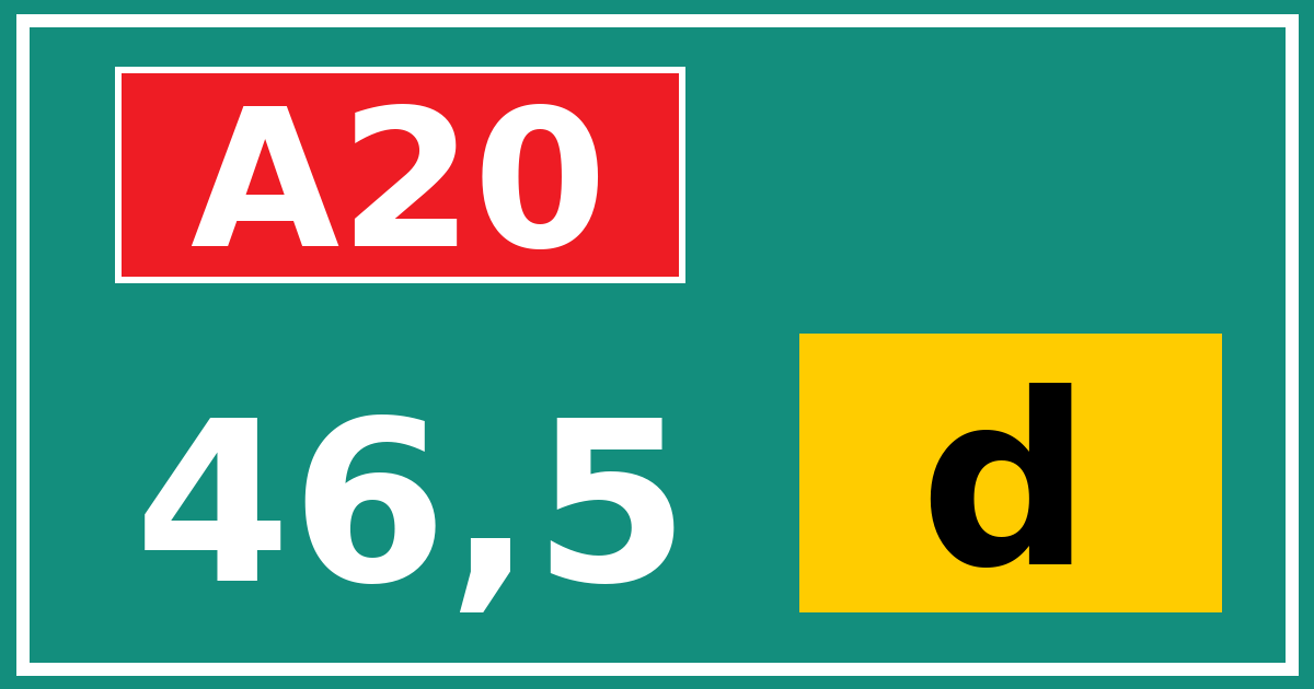 Hectometerbord A20 46,5 letter d