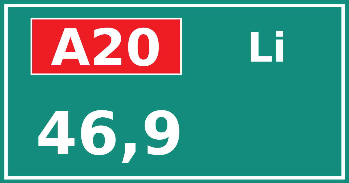 Hectometerbord A20 46,9 zijde Li