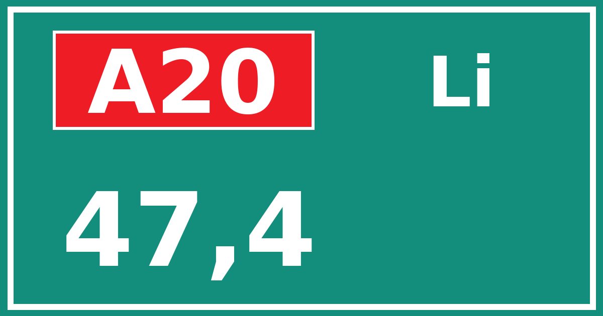 Hectometerbord A20 47,4 zijde Li