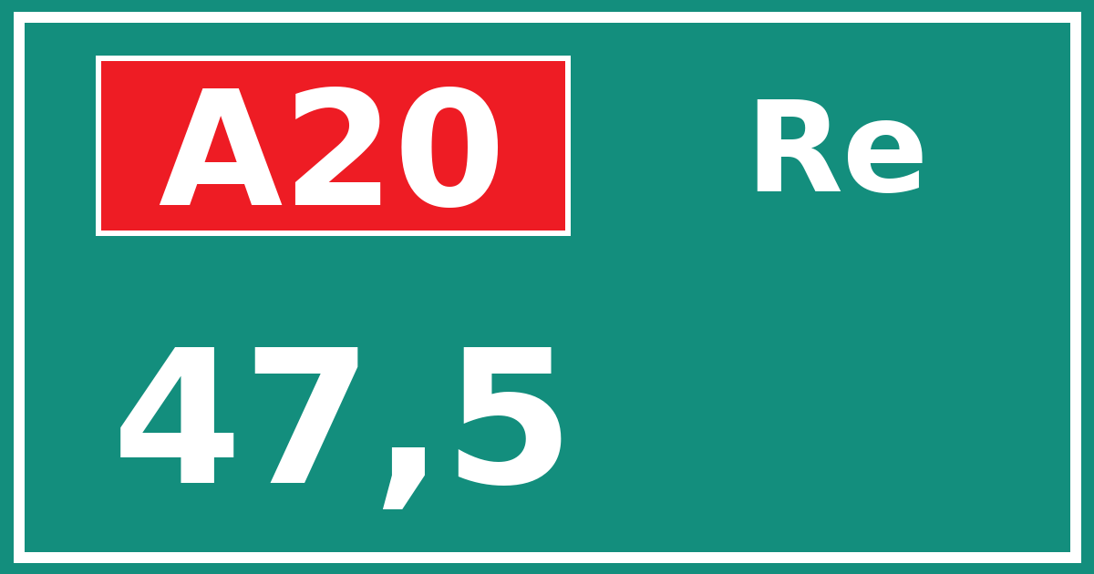 Hectometerbord A20 47,5 zijde Re