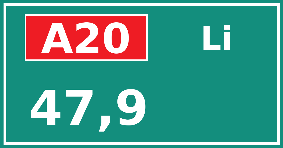 Hectometerbord A20 47,9 zijde Li