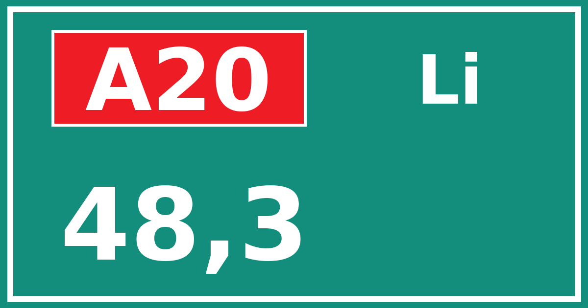 Hectometerbord A20 48,3 zijde Li