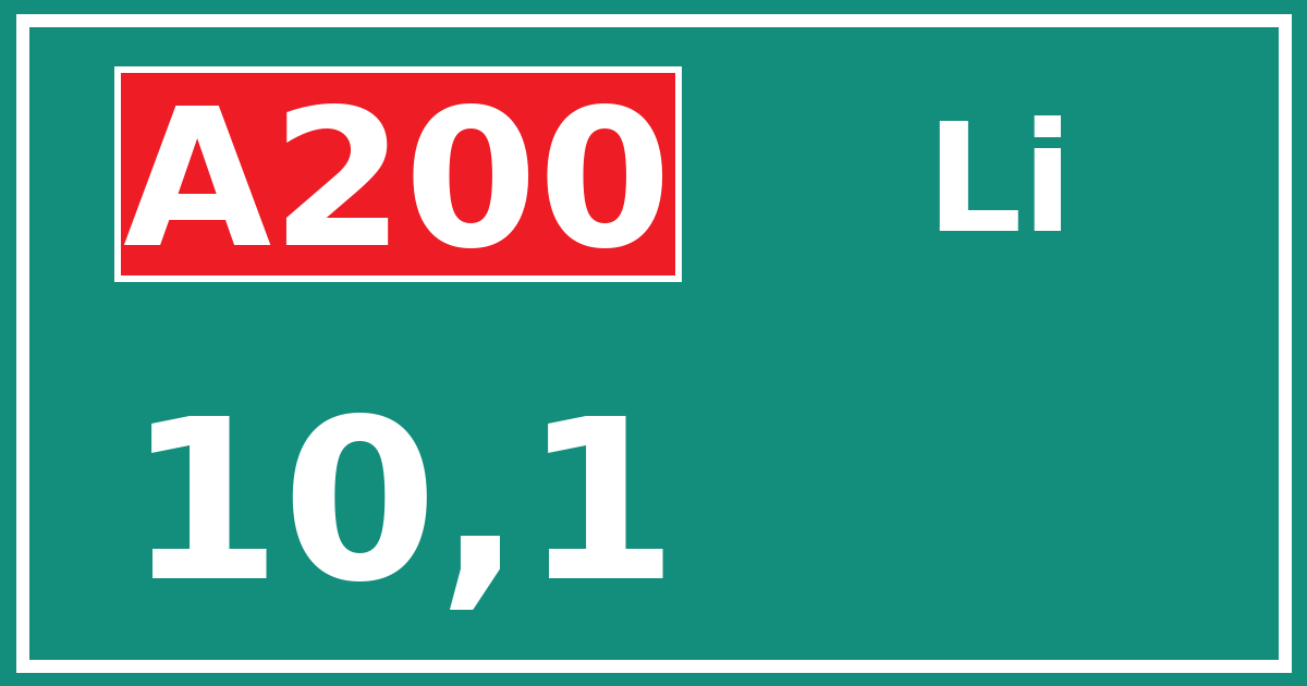 Hectometerbord A200 10,1 zijde Li