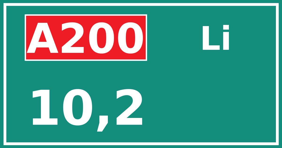 Hectometerbord A200 10,2 zijde Li