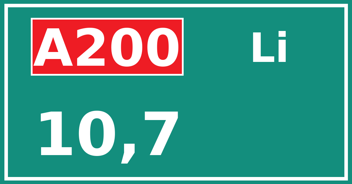 Hectometerbord A200 10,7 zijde Li