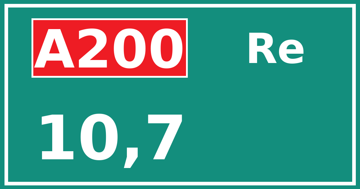 Hectometerbord A200 10,7 zijde Re