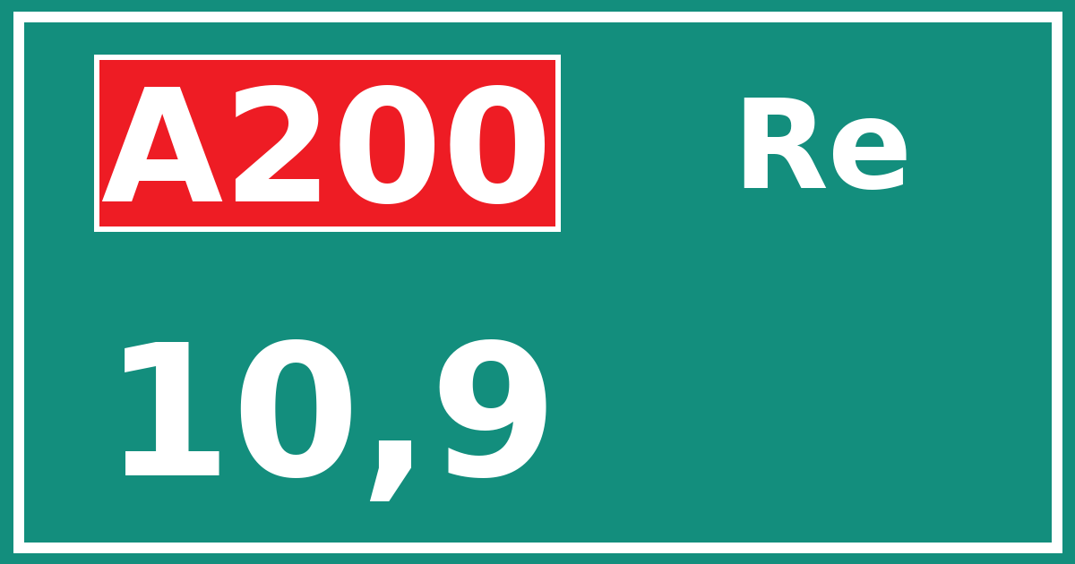 Hectometerbord A200 10,9 zijde Re