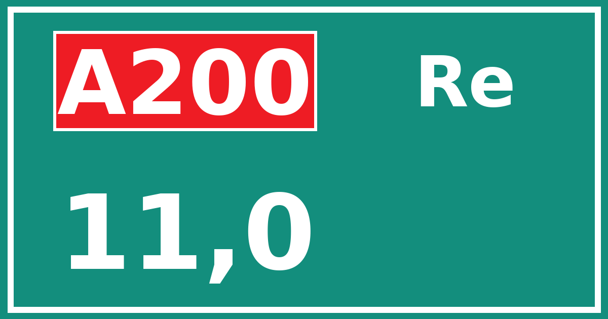 Hectometerbord A200 11,0 zijde Re