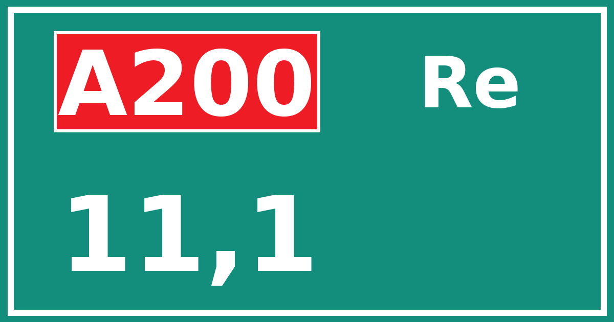 Hectometerbord A200 11,1 zijde Re