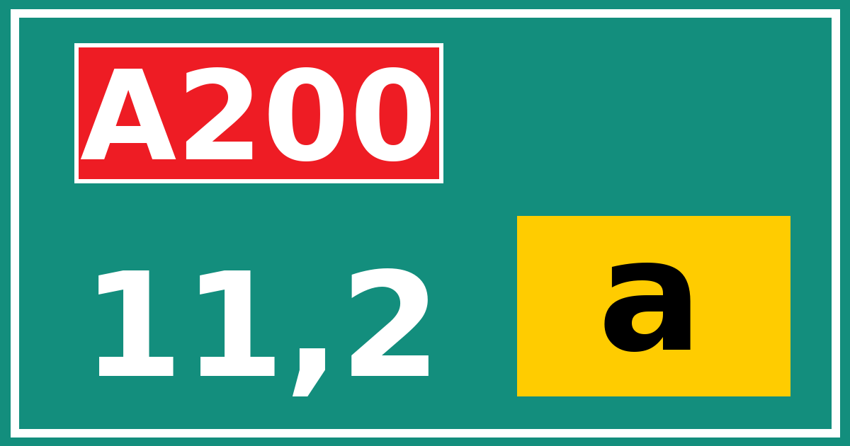 Hectometerbord A200 11,2 letter a