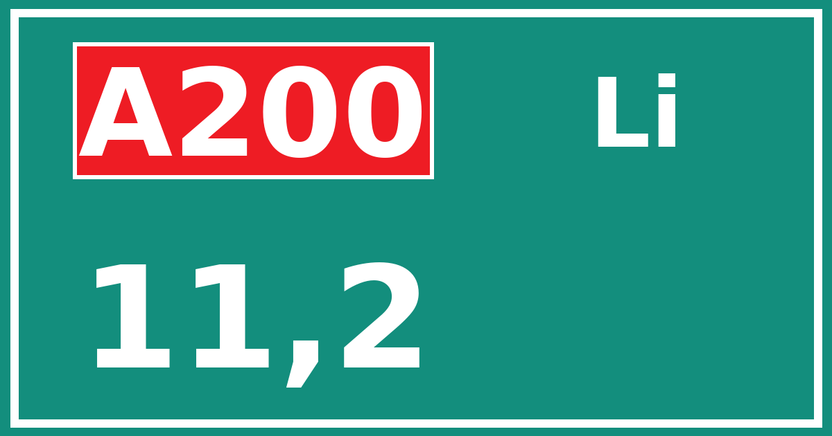 Hectometerbord A200 11,2 zijde Li