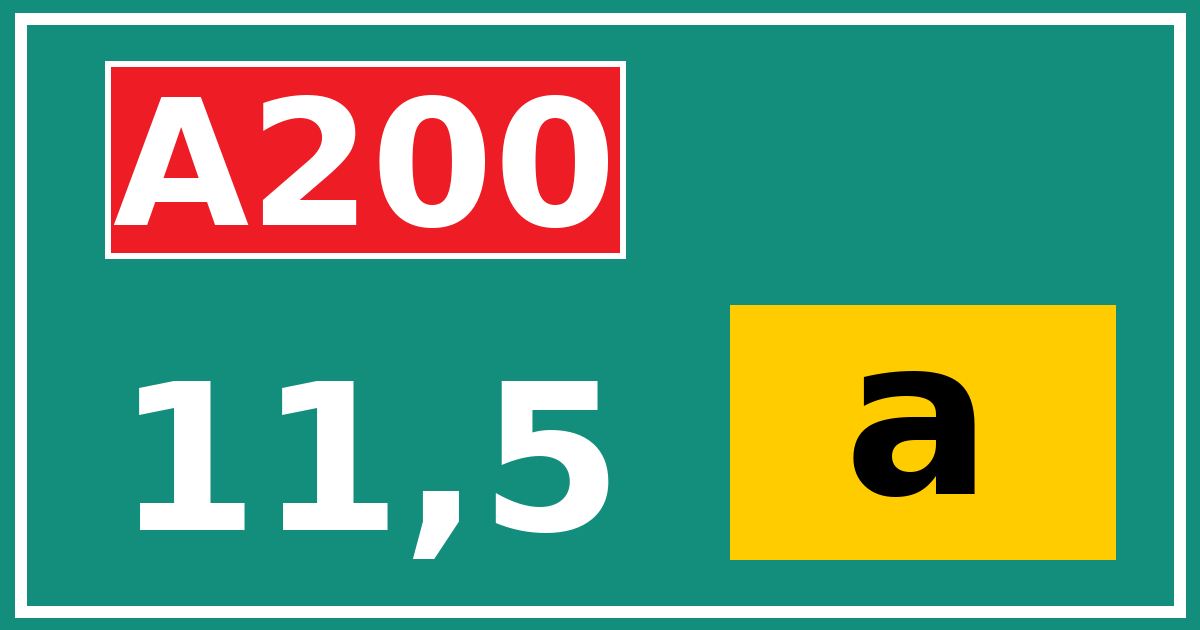 Hectometerbord A200 11,5 letter a