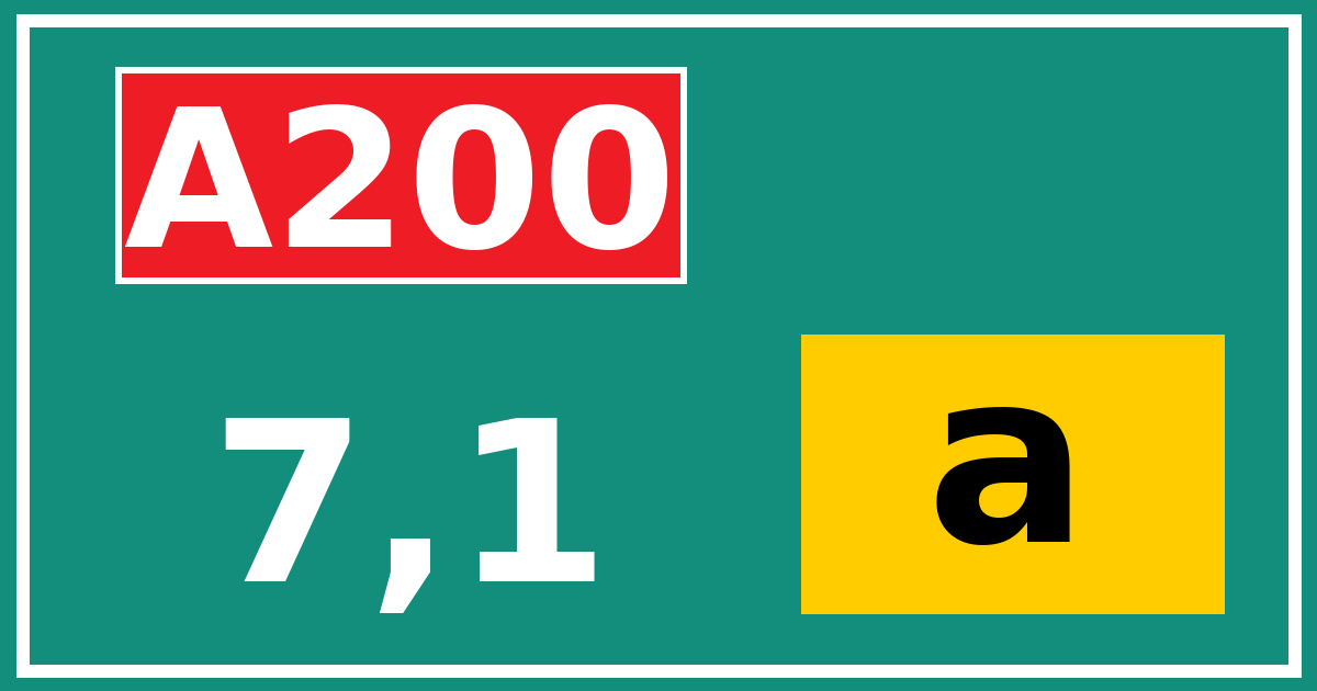 Hectometerbord A200 7,1 letter a