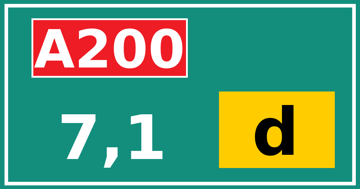 Hectometerbord A200 7,1 letter d