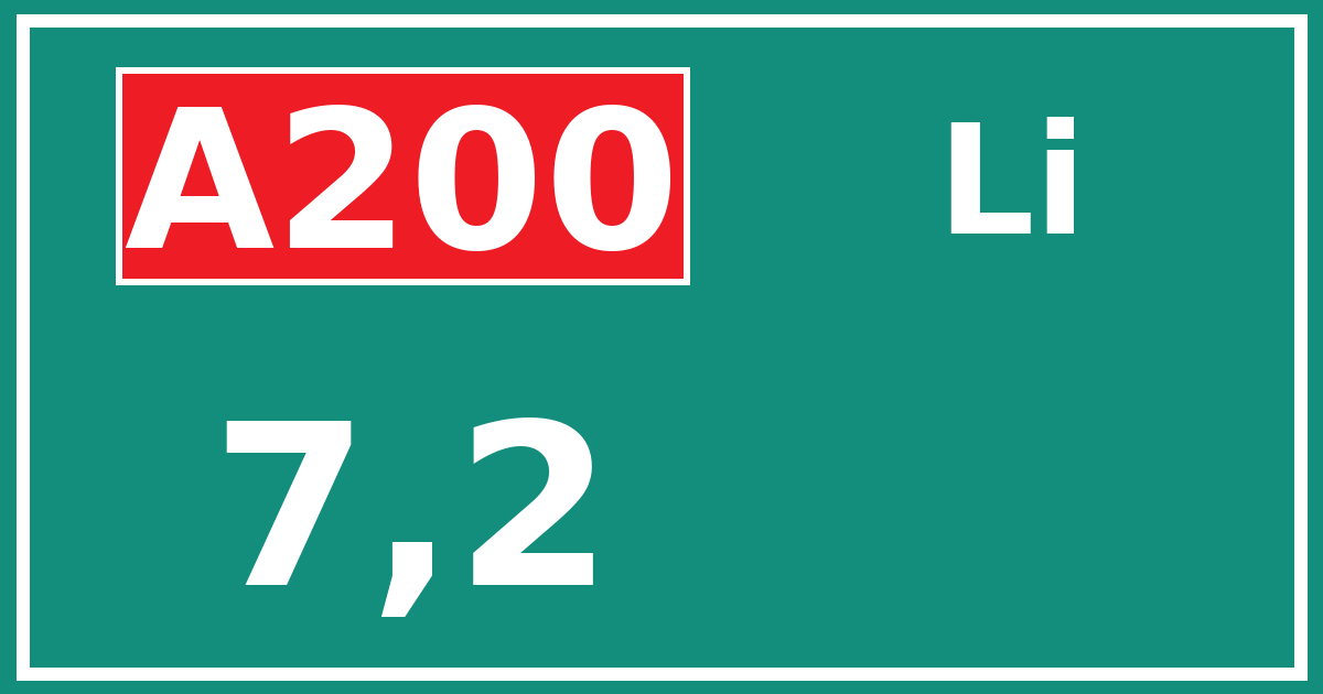 Hectometerbord A200 7,2 zijde Li