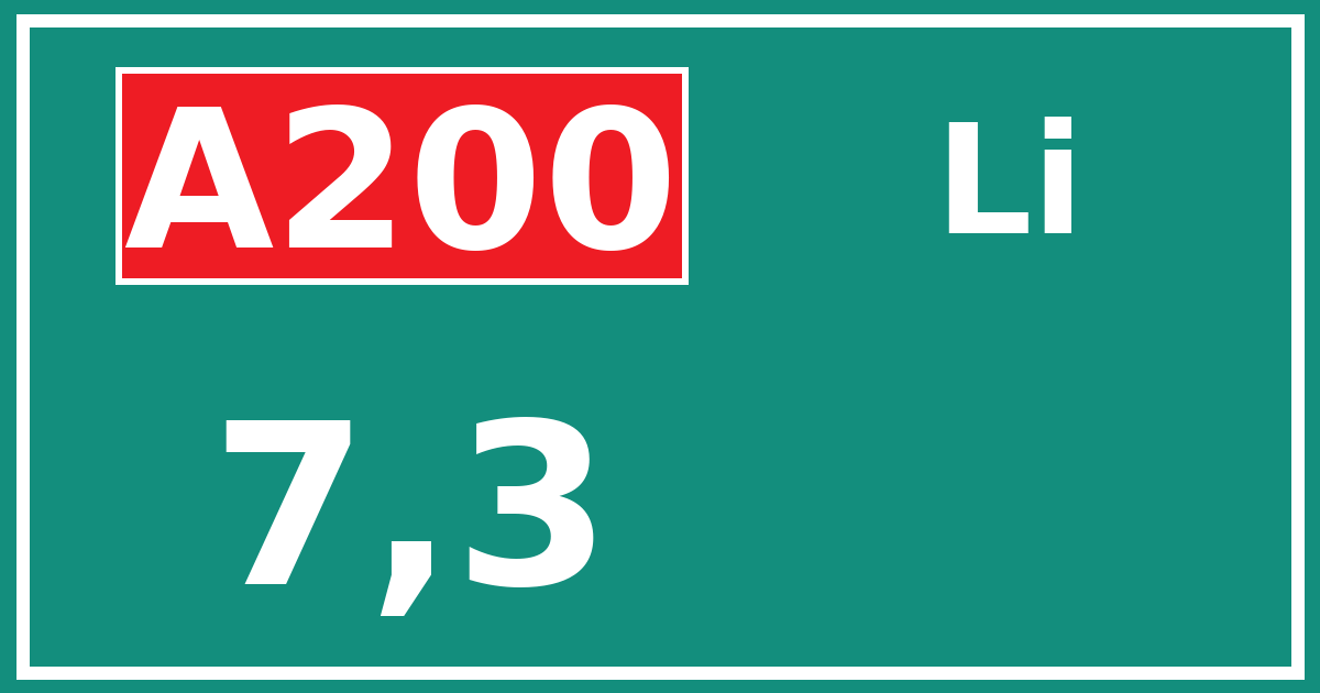 Hectometerbord A200 7,3 zijde Li