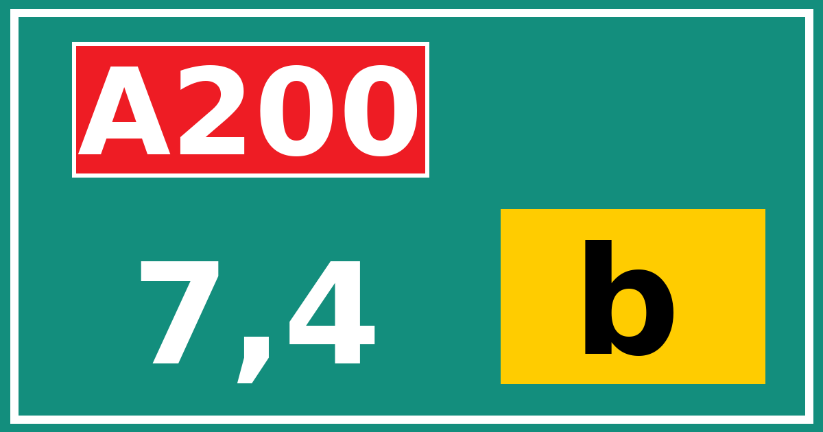 Hectometerbord A200 7,4 letter b