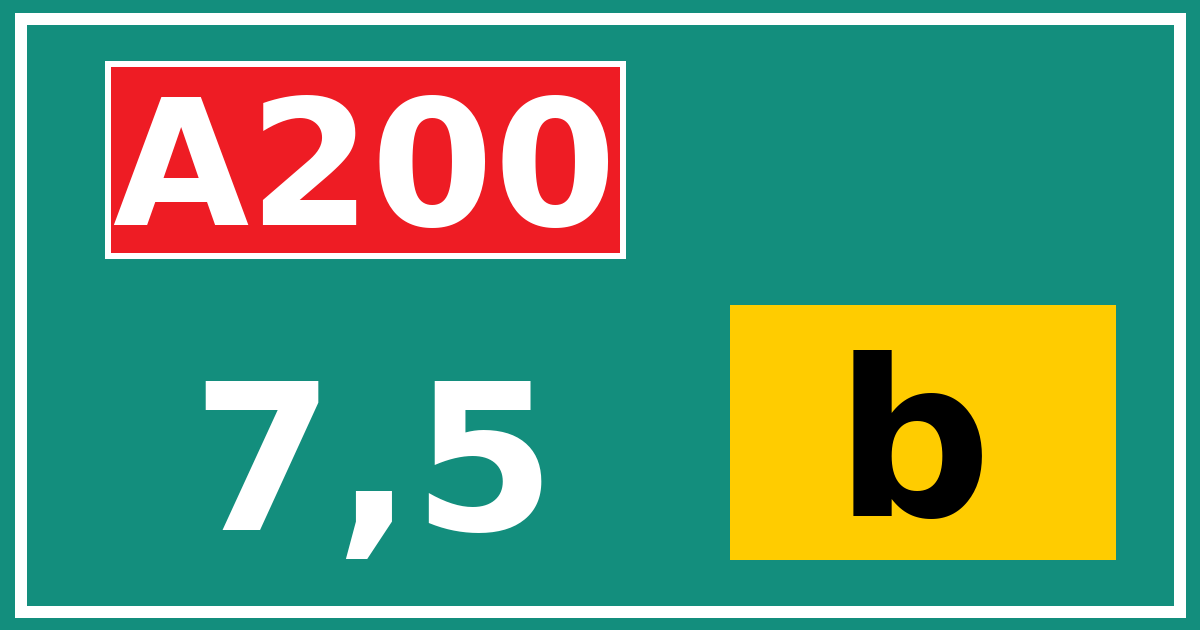 Hectometerbord A200 7,5 letter b