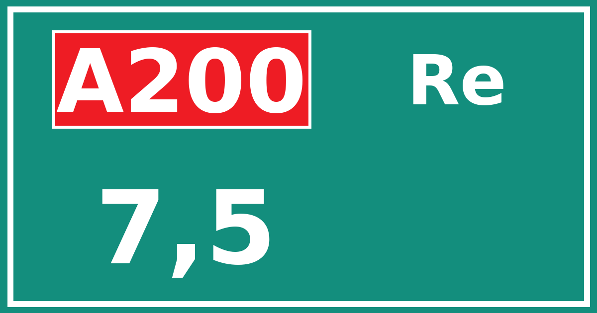 Hectometerbord A200 7,5 zijde Re