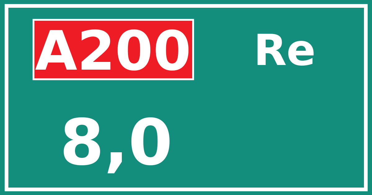 Hectometerbord A200 8,0 zijde Re