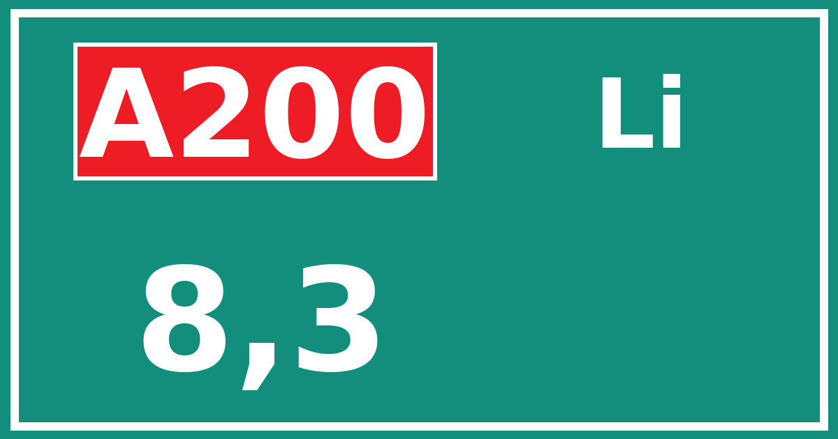 Hectometerbord A200 8,3 zijde Li