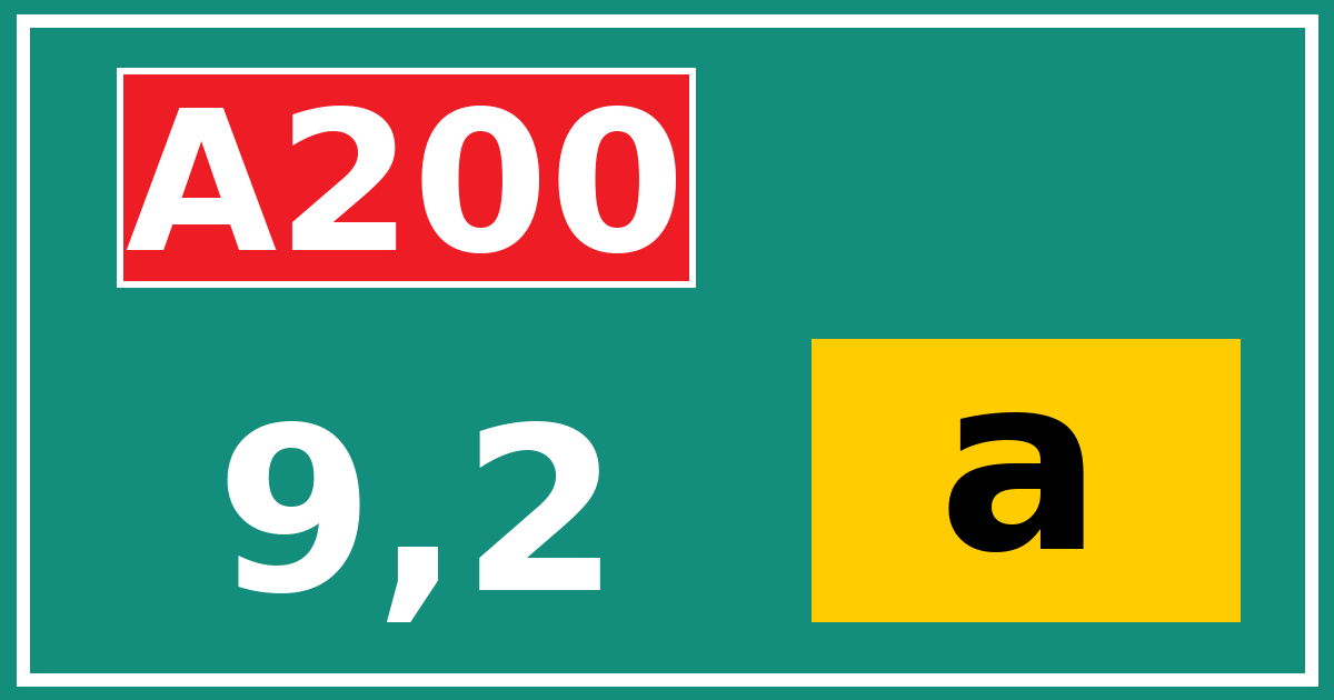 Hectometerbord A200 9,2 letter a