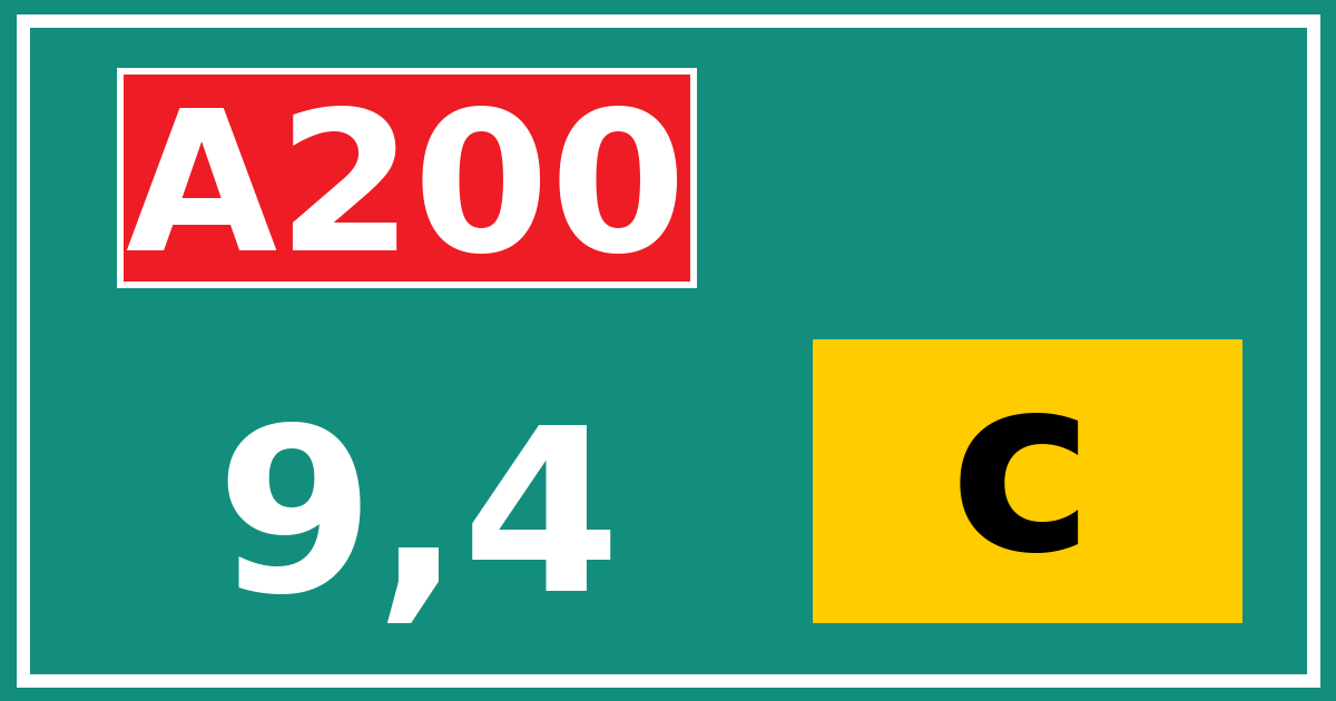 Hectometerbord A200 9,4 letter c