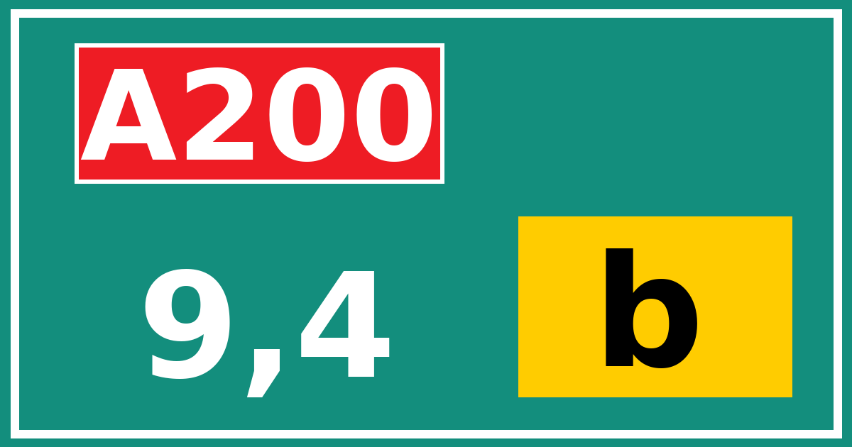 Hectometerbord A200 9,4 letter b