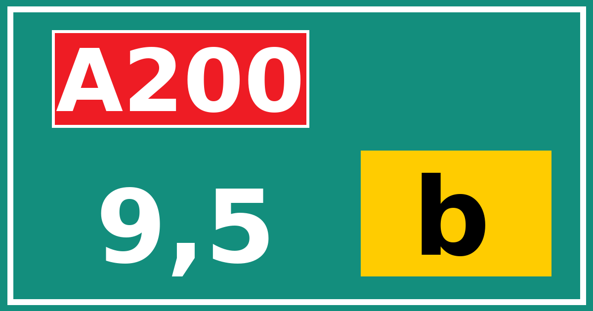 Hectometerbord A200 9,5 letter b