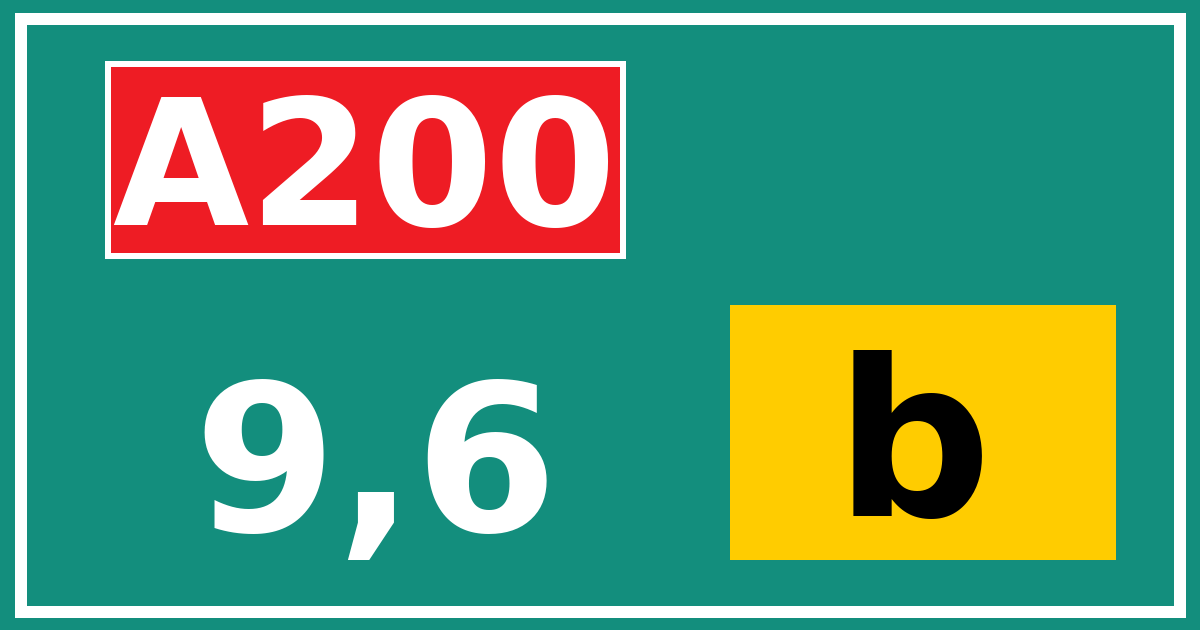Hectometerbord A200 9,6 letter b