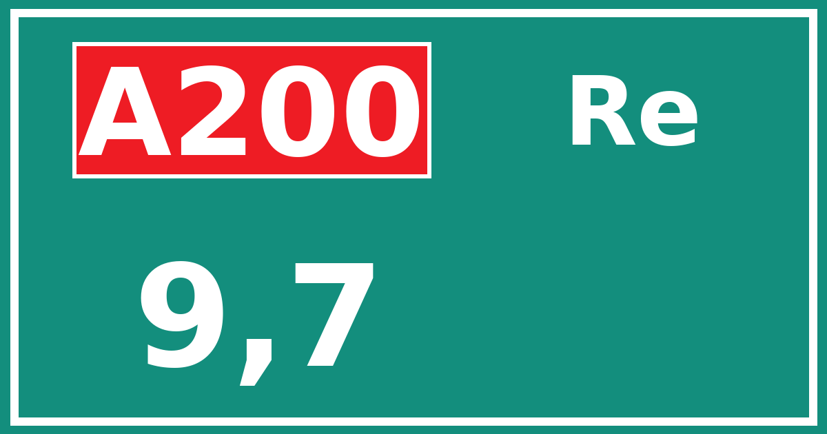 Hectometerbord A200 9,7 zijde Re