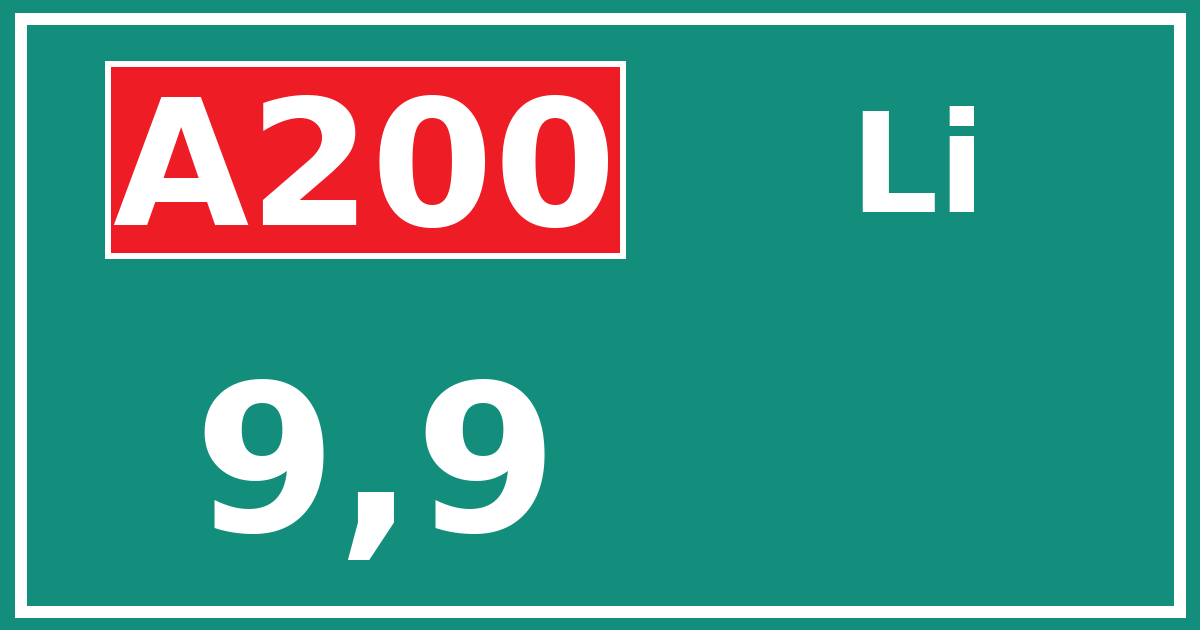 Hectometerbord A200 9,9 zijde Li