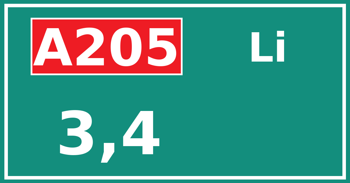Hectometerbord A205 3,4 zijde Li