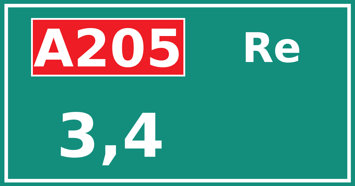 Hectometerbord A205 3,4 zijde Re